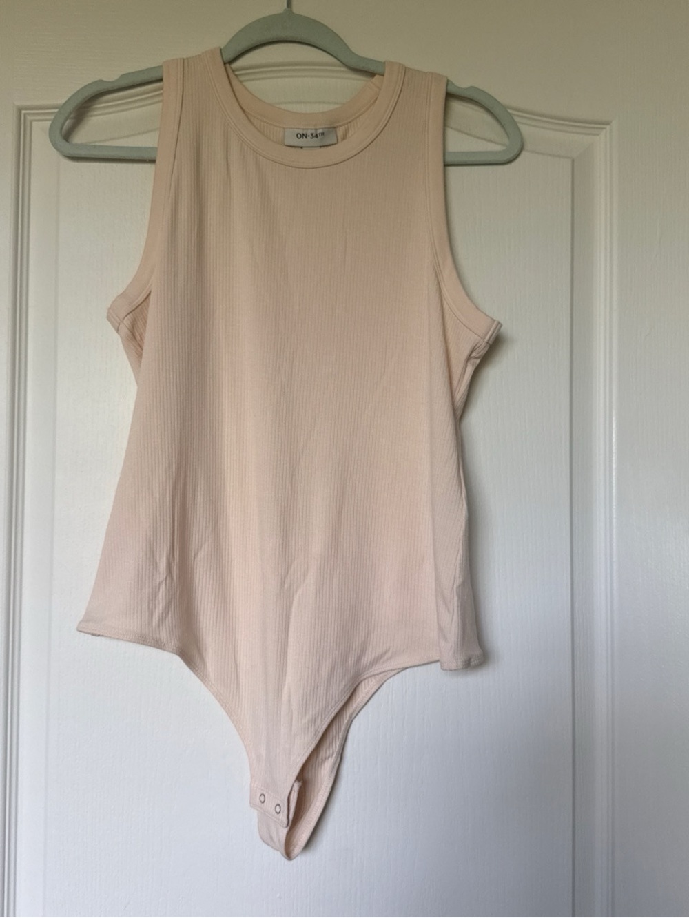 Cream Ribbed Tank Bodysuit